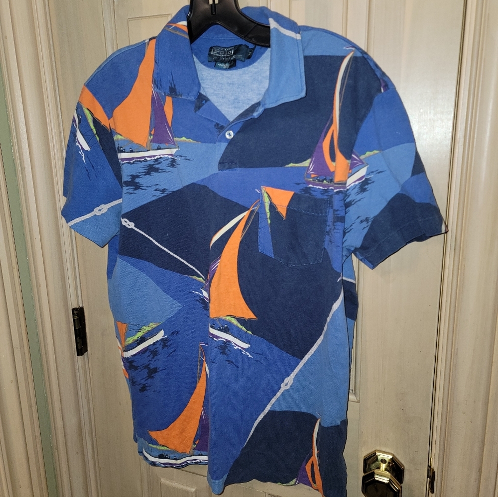 Mens Sz M Ralph Lauren Polo Sailing Polo Shirt Boating Vacation Fun
